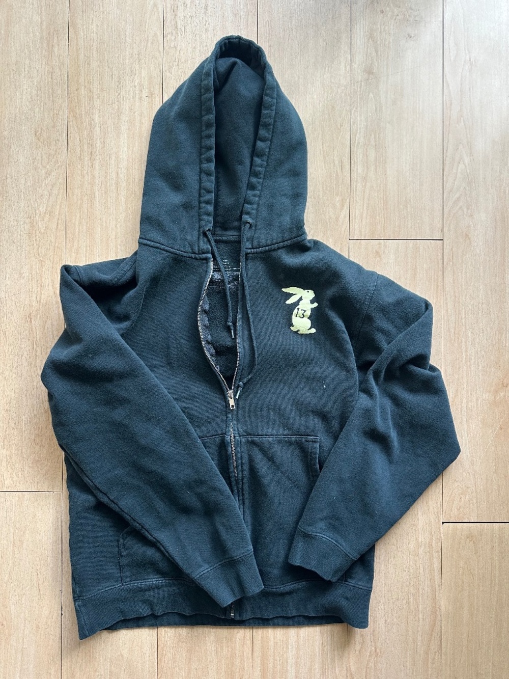 Empyre Black Lucky Day 13 Rabbit Hoodie Zip Front Mens Size L